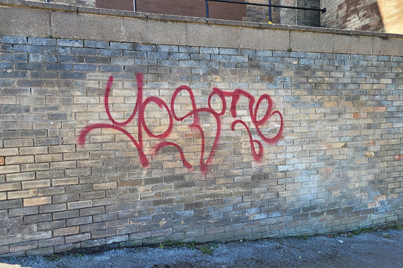 Wall tagged with graffiti
