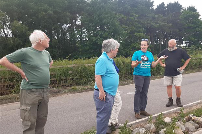Volunteers by a roadside