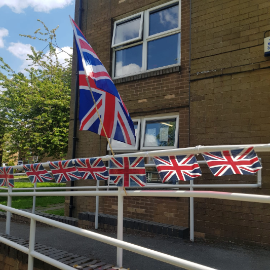 Union Flags on a building