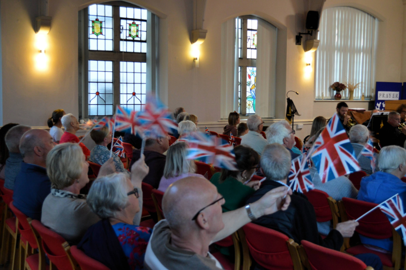 People enjoying a VE Day celebration