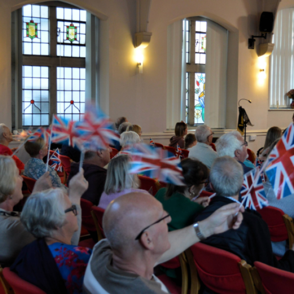 People enjoying a VE Day celebration 